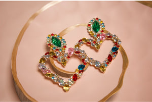 Silver Multicolor Rhinestone Heart