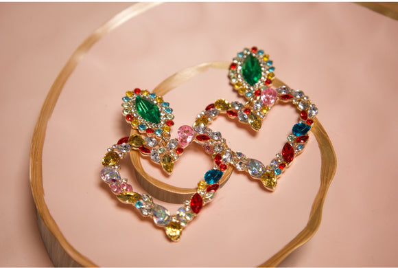 Silver Multicolor Rhinestone Heart